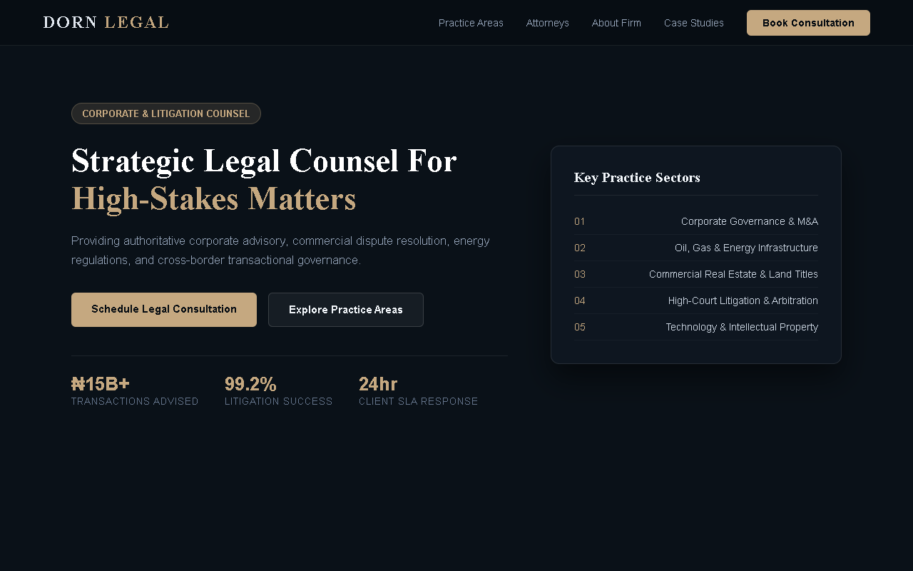 Dorn Legal — Practice Area & Digital Law Firm Infrastructure